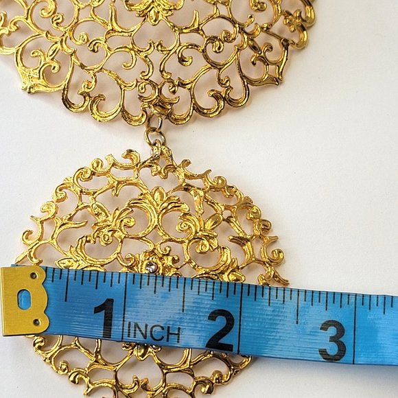 Gold Tone Brooch and Pendant Filigree UNIQUE Statement Pendant Pin - Picture 10 of 15